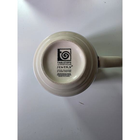 TABLETOPS UNLIMITED Jentry Red Green MCM Style Hand Painted Coffee Mug Set of 4 - Picture 8 of 10